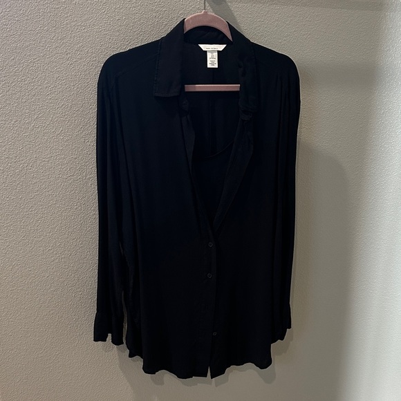 NWOT H&M Mama Black Button-Up Nursing Blouse - Picture 1 of 5